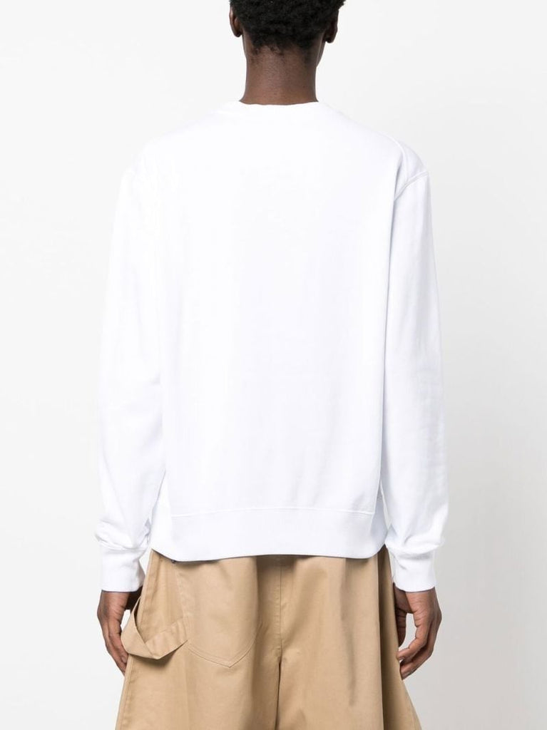 White Logo Embroidered Cotton Sweatshirt