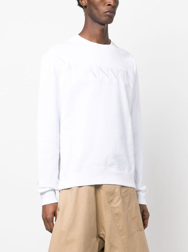White Logo Embroidered Cotton Sweatshirt