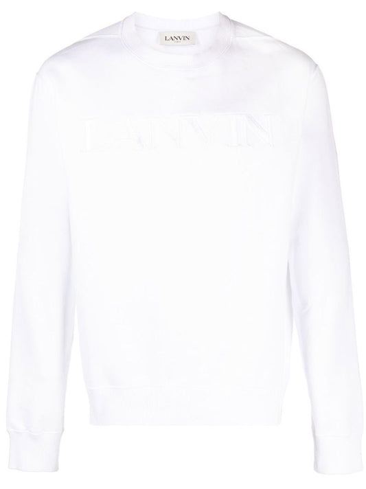 White Logo Embroidered Cotton Sweatshirt