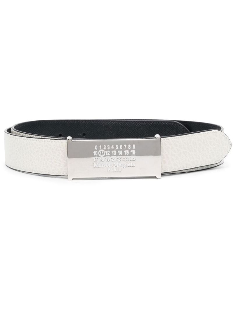 Grey Number Logo Leather Belt