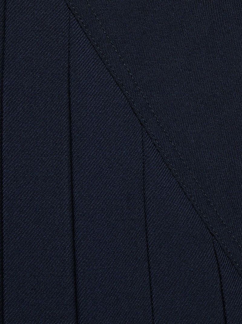 Blue Double-breasted Wool Trench Coat