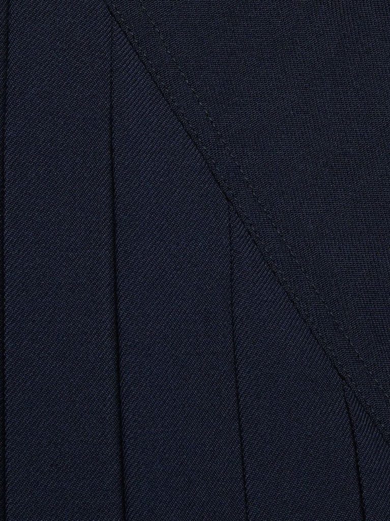 Blue Double-breasted Wool Trench Coat