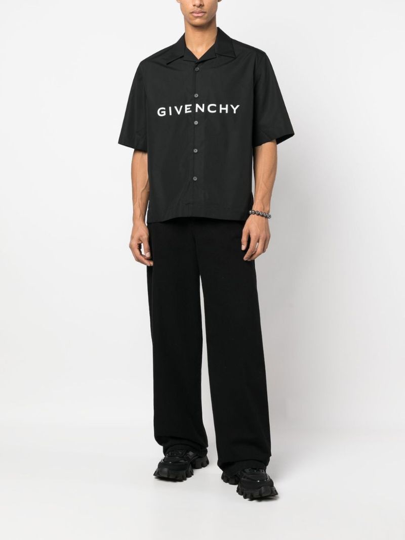 Black Logo-print Poplin Shirt