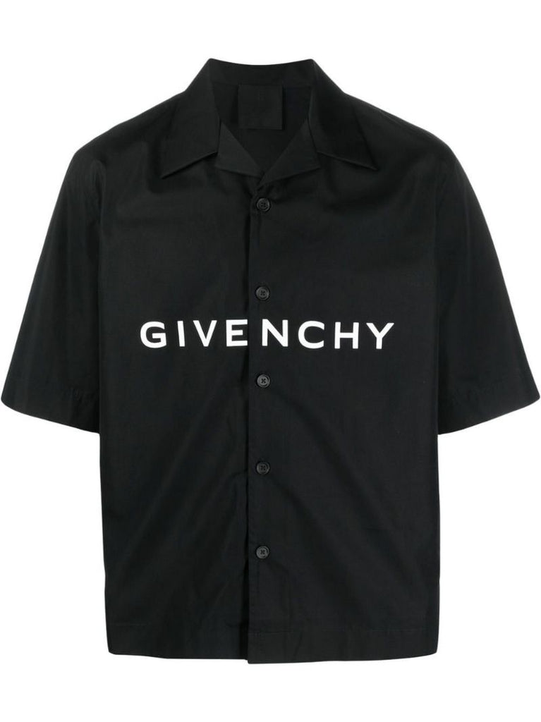 Black Logo-print Poplin Shirt