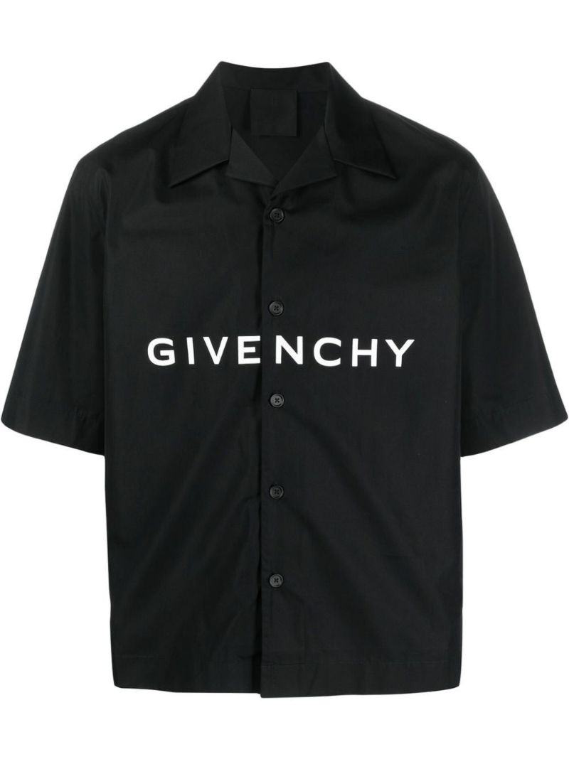 Black Logo-print Poplin Shirt