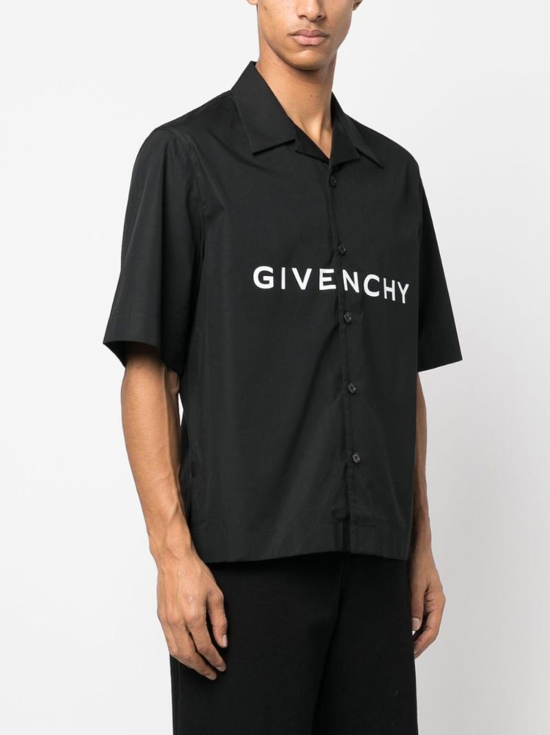 Black Logo-print Poplin Shirt