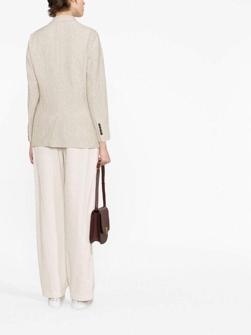 Neutral Single-breasted Linen Blazer