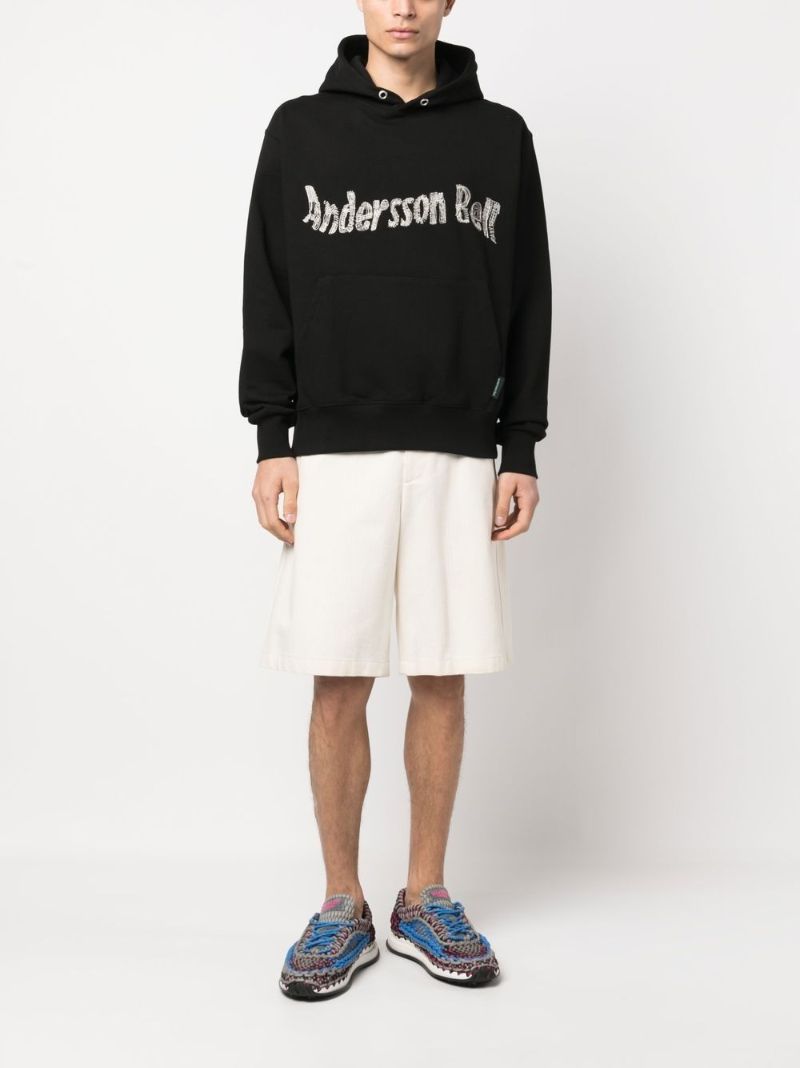 Black Embroidered Logo Hoodie