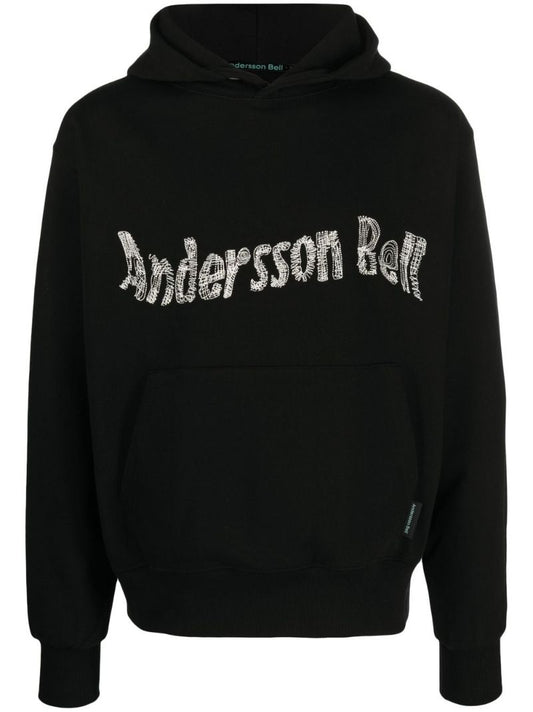 Black Embroidered Logo Hoodie