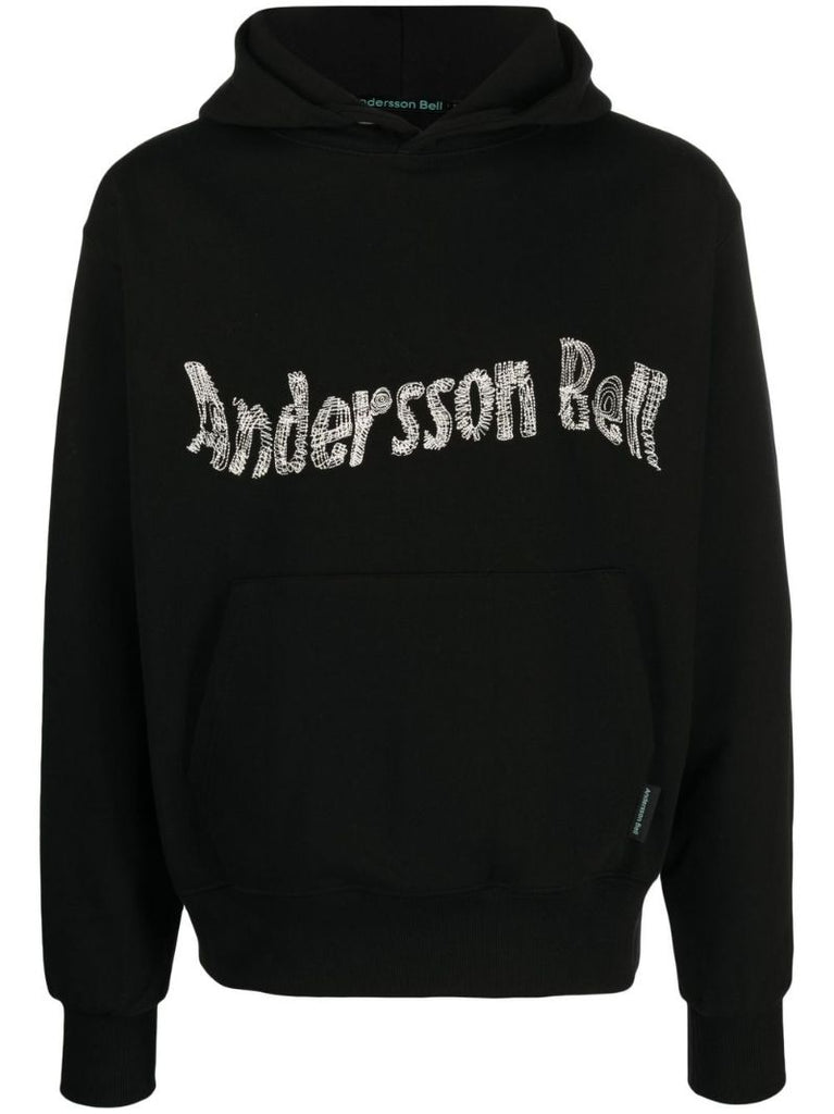 Black Embroidered Logo Hoodie