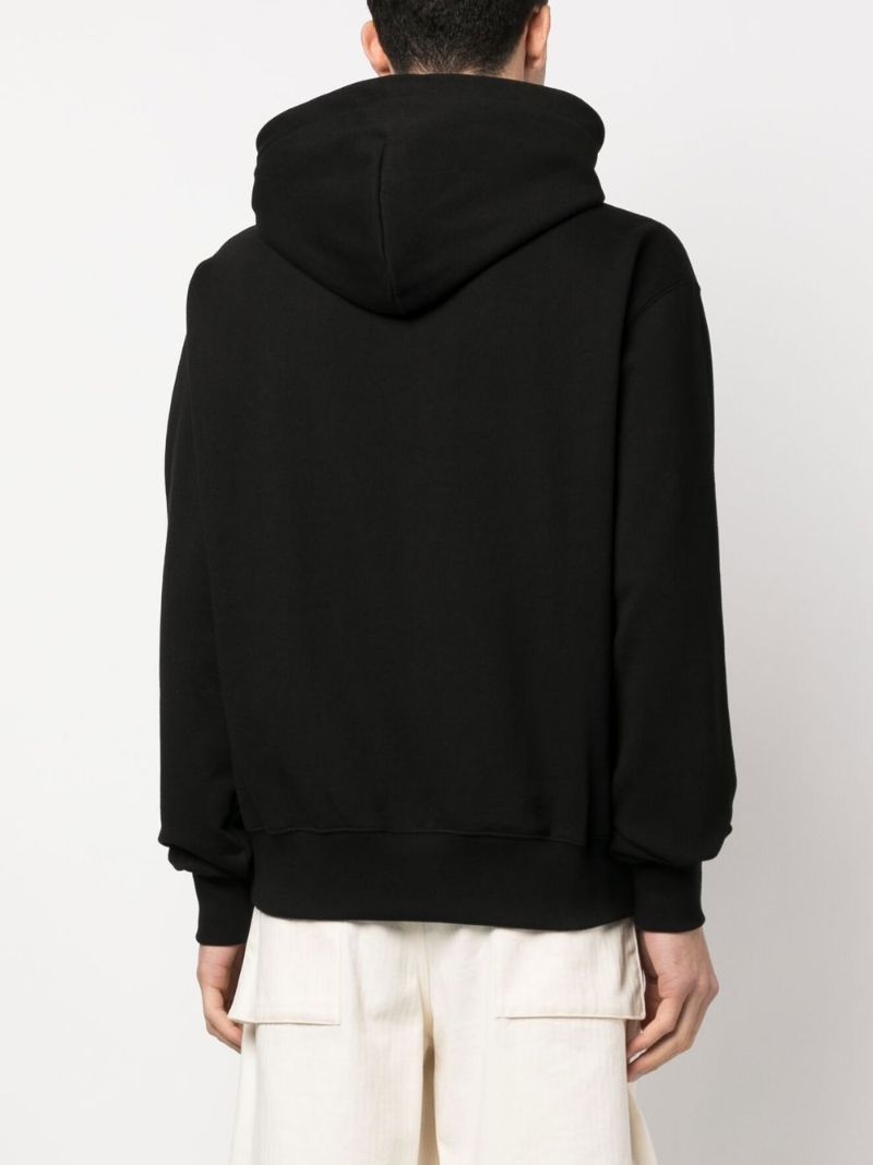 Black Embroidered Logo Hoodie