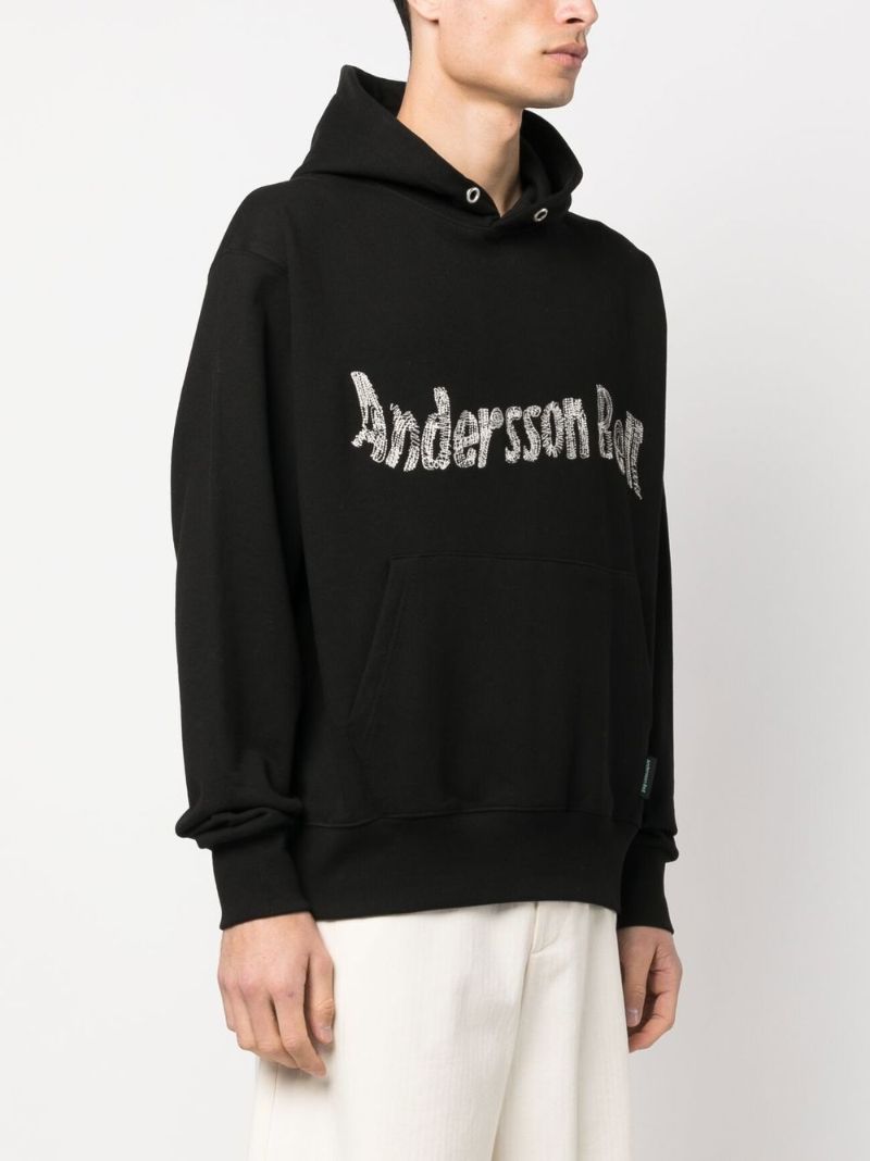 Black Embroidered Logo Hoodie