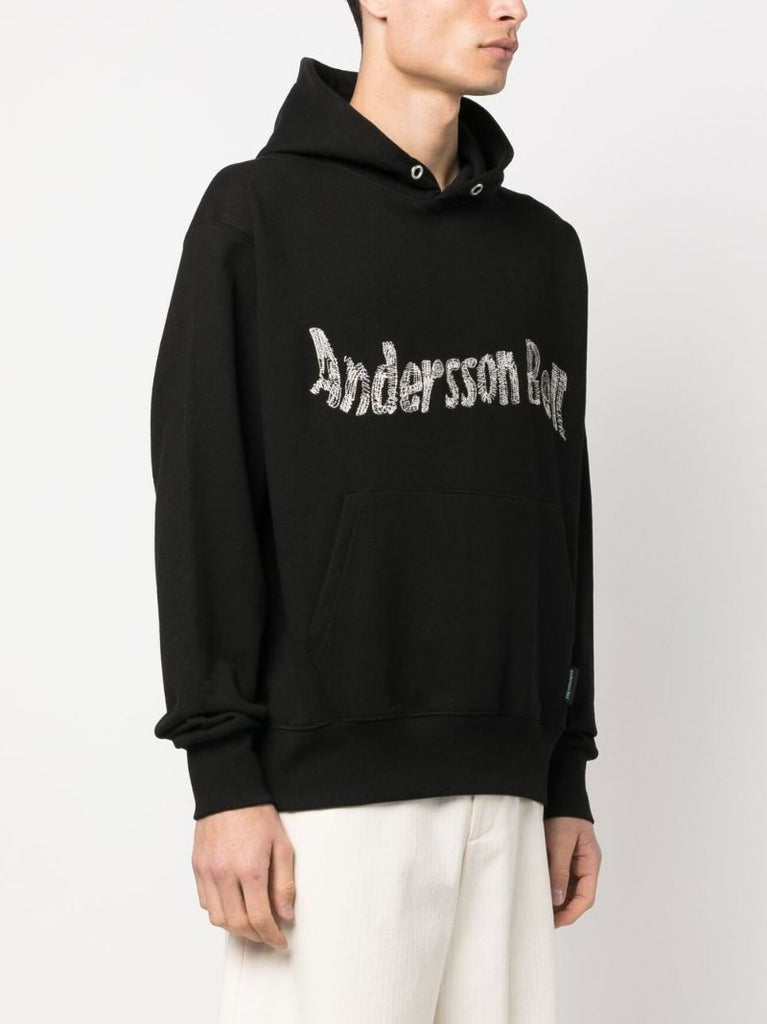 Black Embroidered Logo Hoodie
