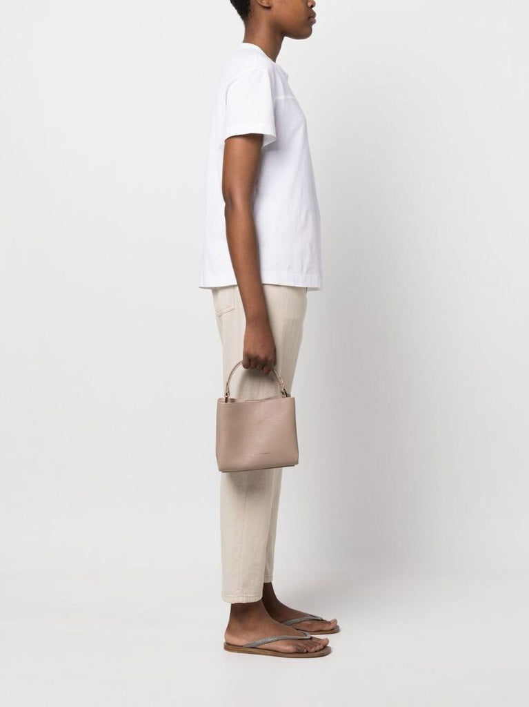 Brown Debossed-logo Leather Tote Bag