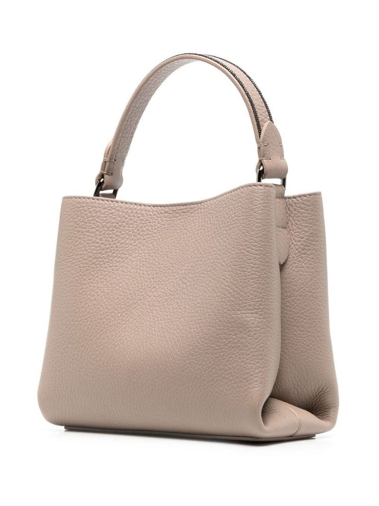 Brown Debossed-logo Leather Tote Bag