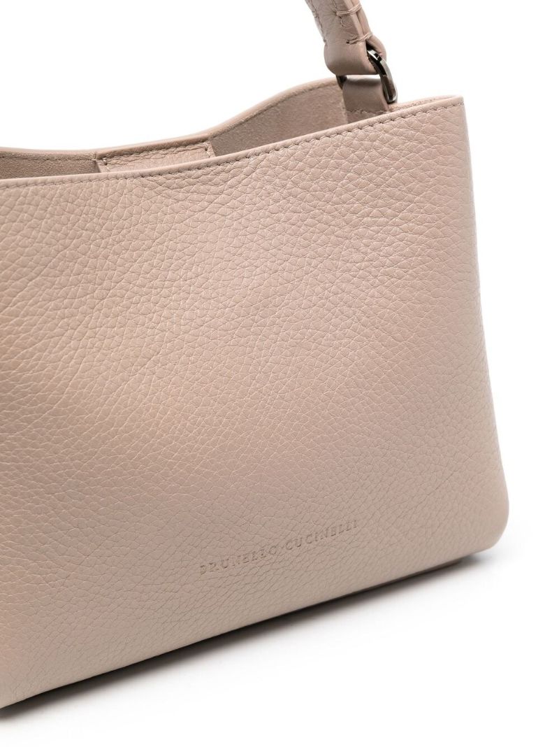 Brown Debossed-logo Leather Tote Bag