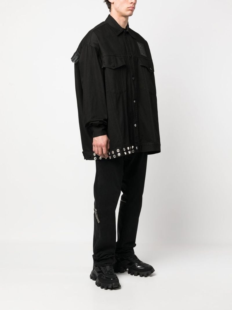 Black Fringe Detail Denim Jacket
