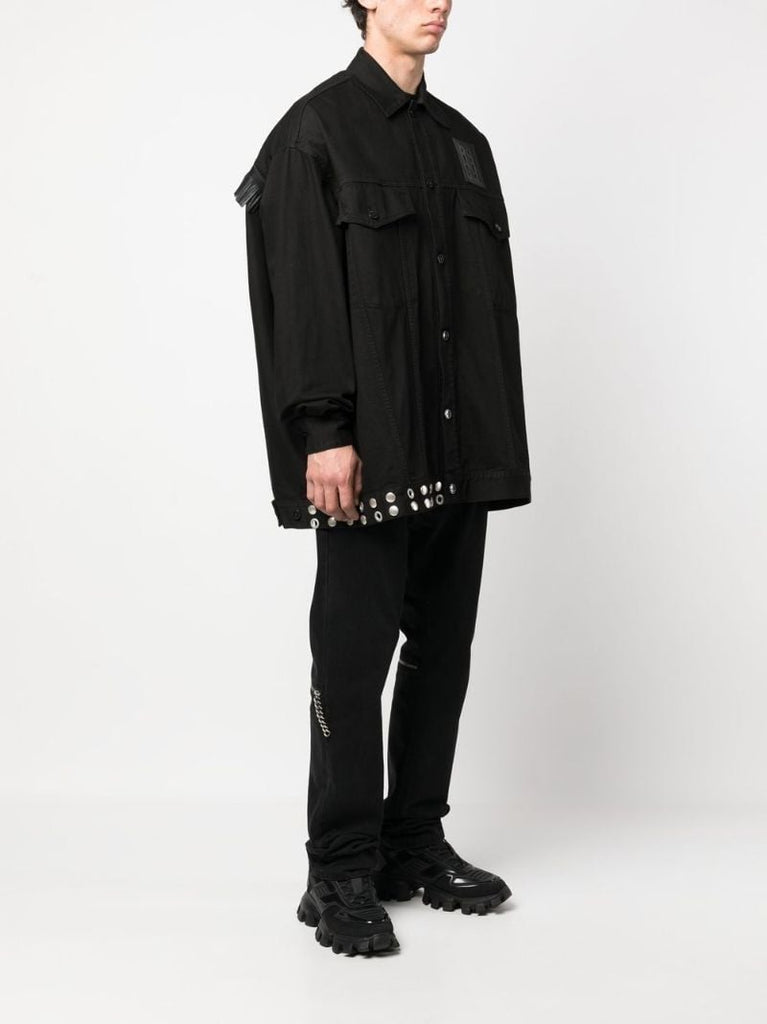 Black Fringe Detail Denim Jacket