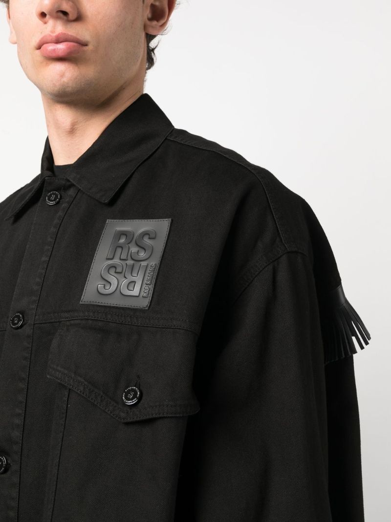 Black Fringe Detail Denim Jacket