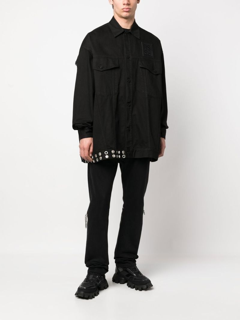 Black Fringe Detail Denim Jacket