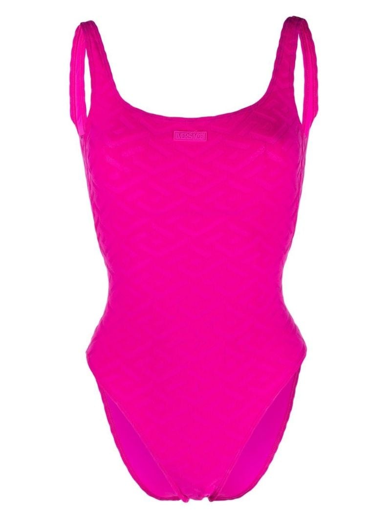 Pink Greca Embossed Swimsuit