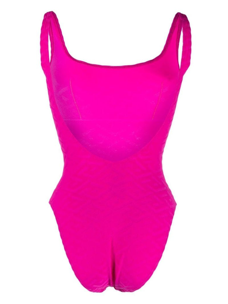 Pink Greca Embossed Swimsuit