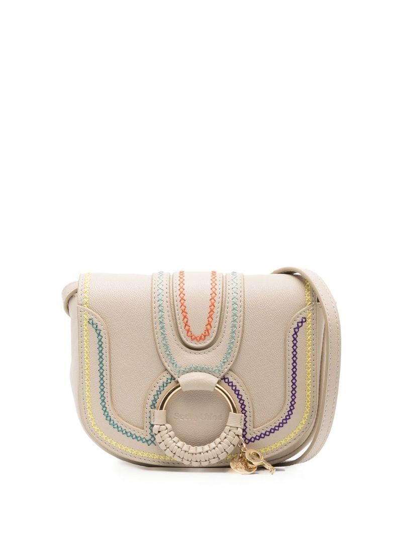 Neutral Hana Leather Crossbody Bag