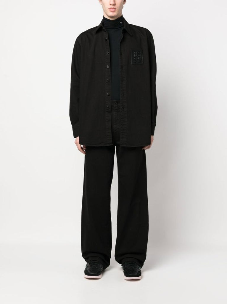 Black Logo Patch Denim Shirt