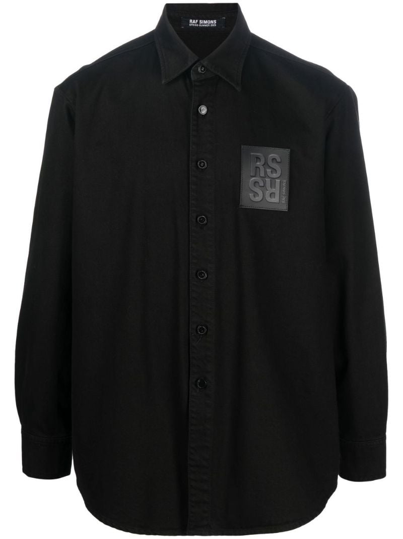 Black Logo Patch Denim Shirt