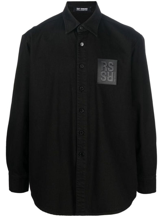Black Logo Patch Denim Shirt