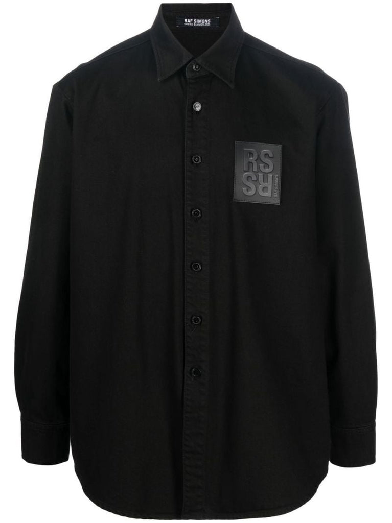 Black Logo Patch Denim Shirt