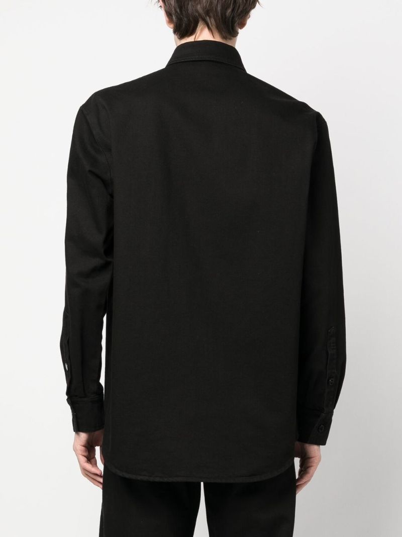 Black Logo Patch Denim Shirt