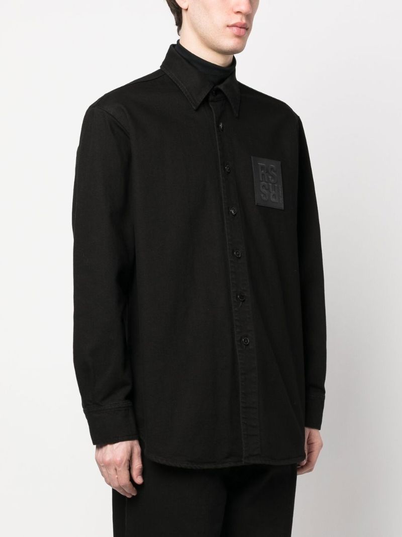 Black Logo Patch Denim Shirt
