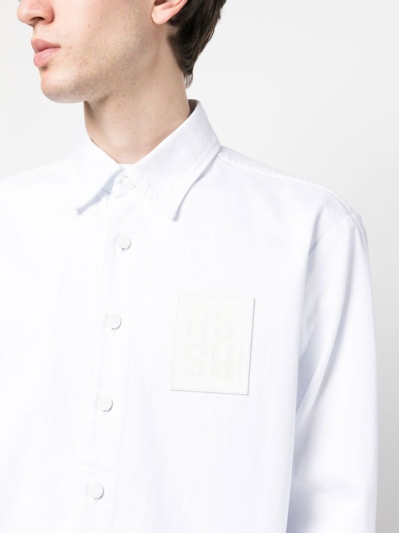 White Logo Patch Denim Shirt