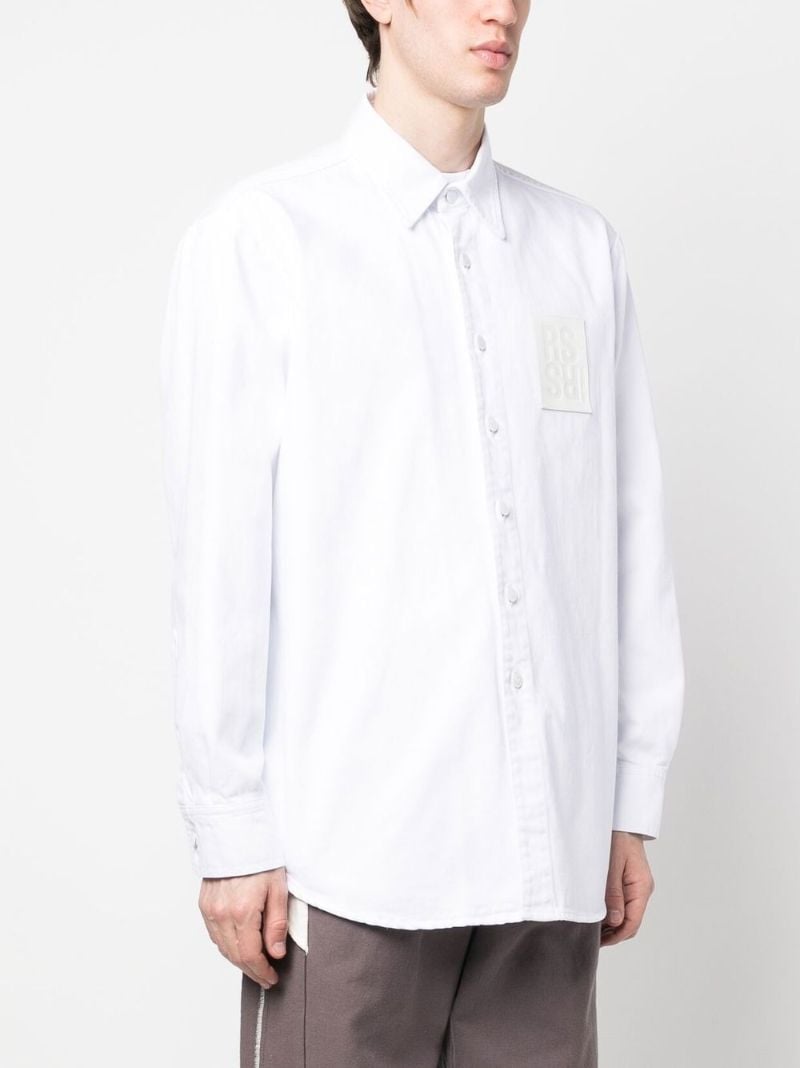 White Logo Patch Denim Shirt