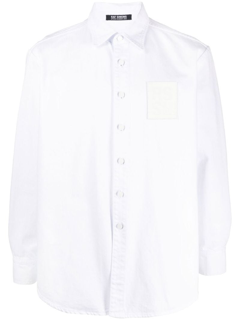 White Logo Patch Denim Shirt