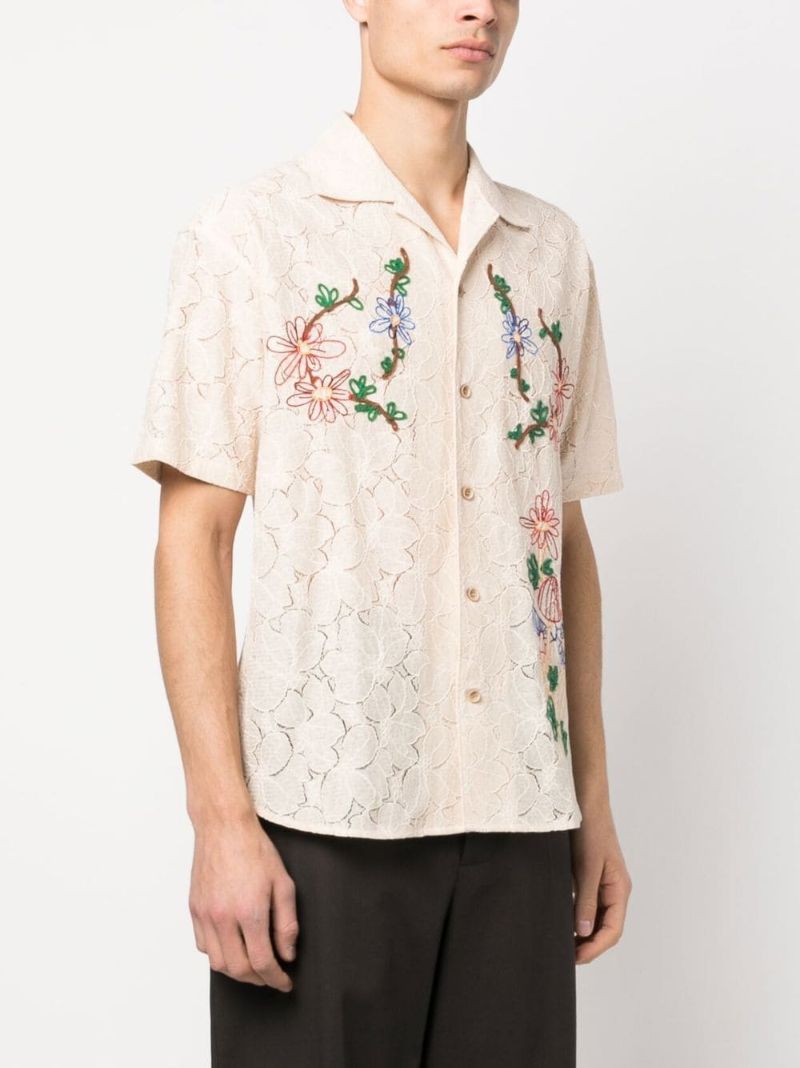 Ecru Floral Embroidered Shirt