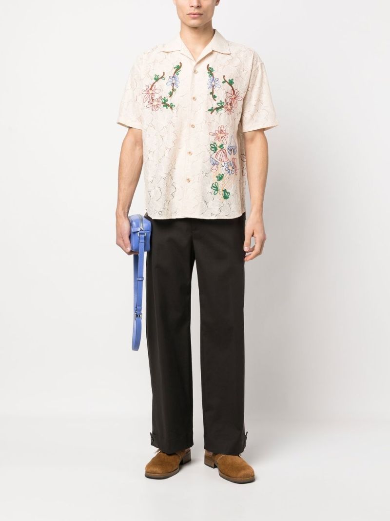Ecru Floral Embroidered Shirt