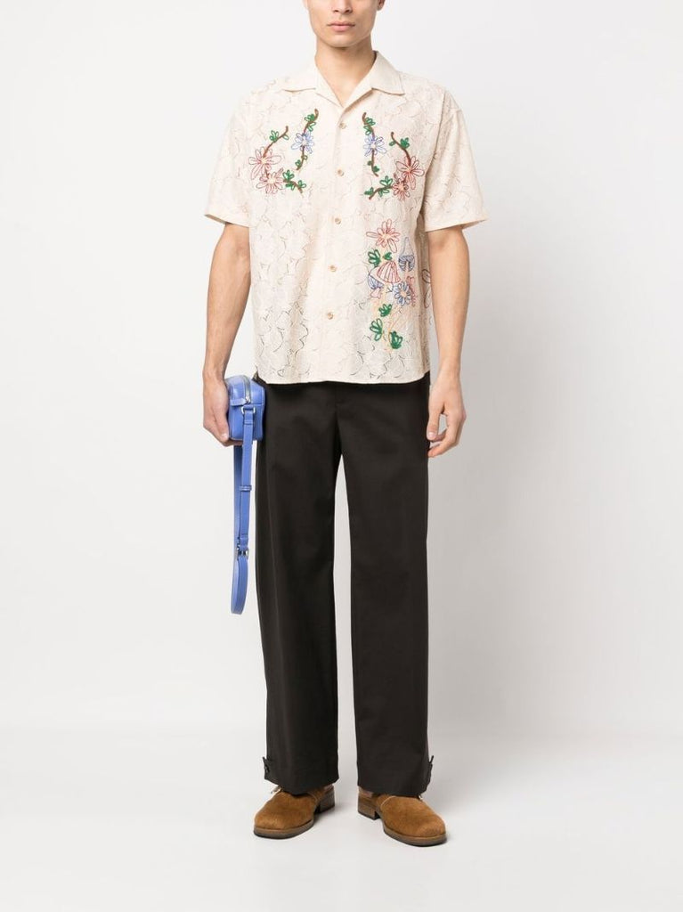 Ecru Floral Embroidered Shirt