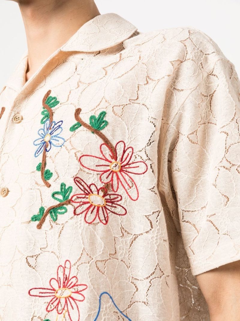 Ecru Floral Embroidered Shirt
