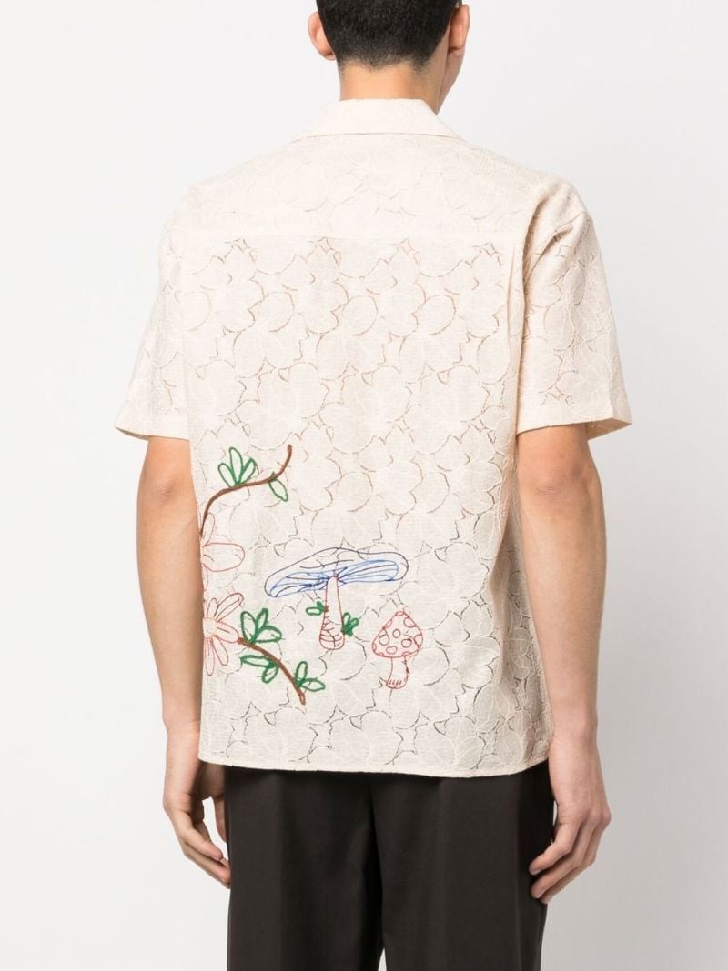 Ecru Floral Embroidered Shirt