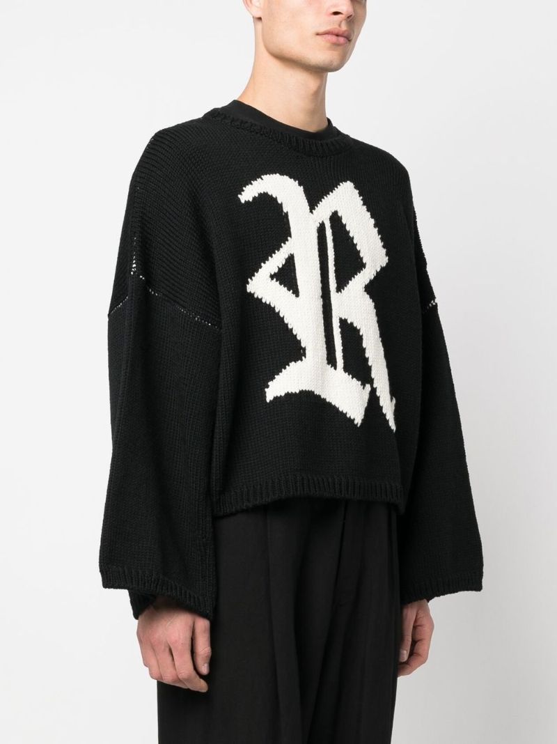 Black Logo Intarsia Merino Jumper