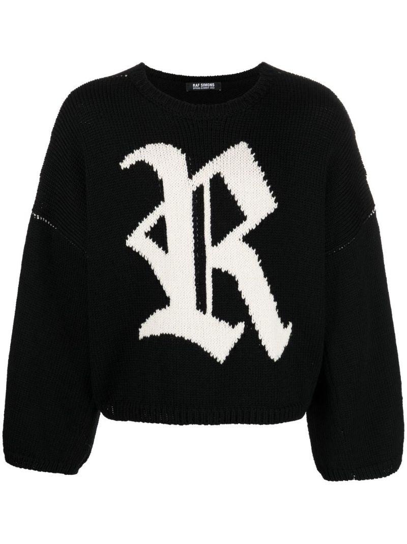 Black Logo Intarsia Merino Jumper