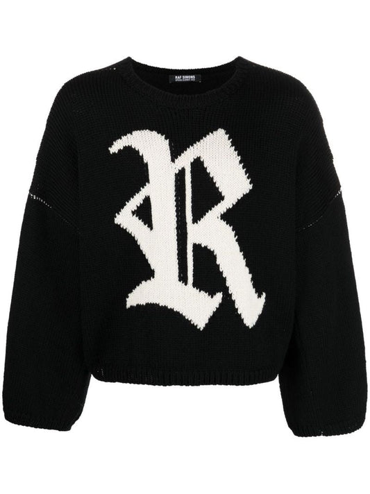 Black Logo Intarsia Merino Jumper