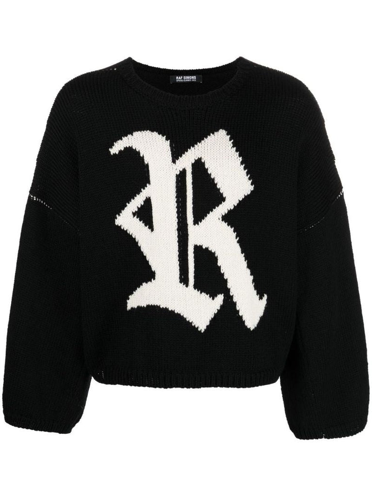 Black Logo Intarsia Merino Jumper