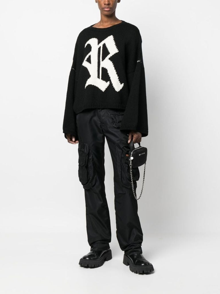 Black Logo Intarsia Merino Jumper