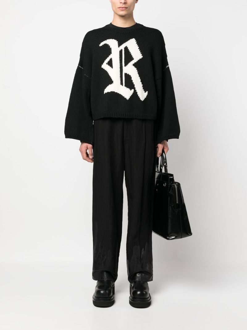 Black Logo Intarsia Merino Jumper