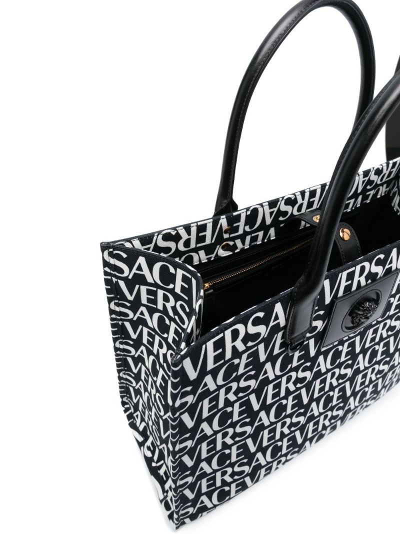Black Logo Print Tote Bag