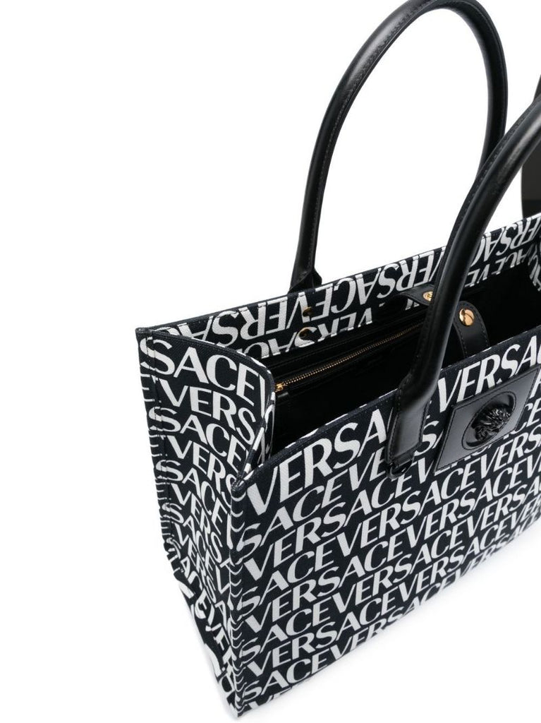 Black Logo Print Tote Bag