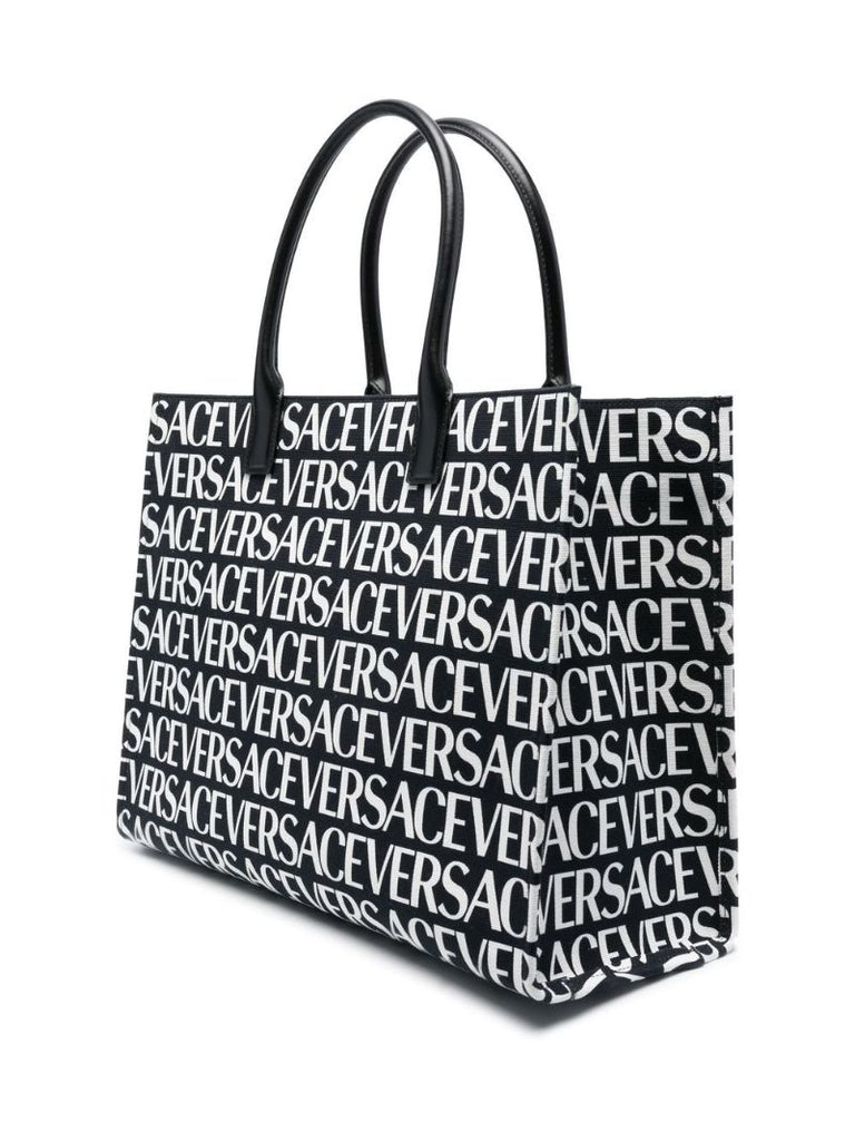 Black Logo Print Tote Bag